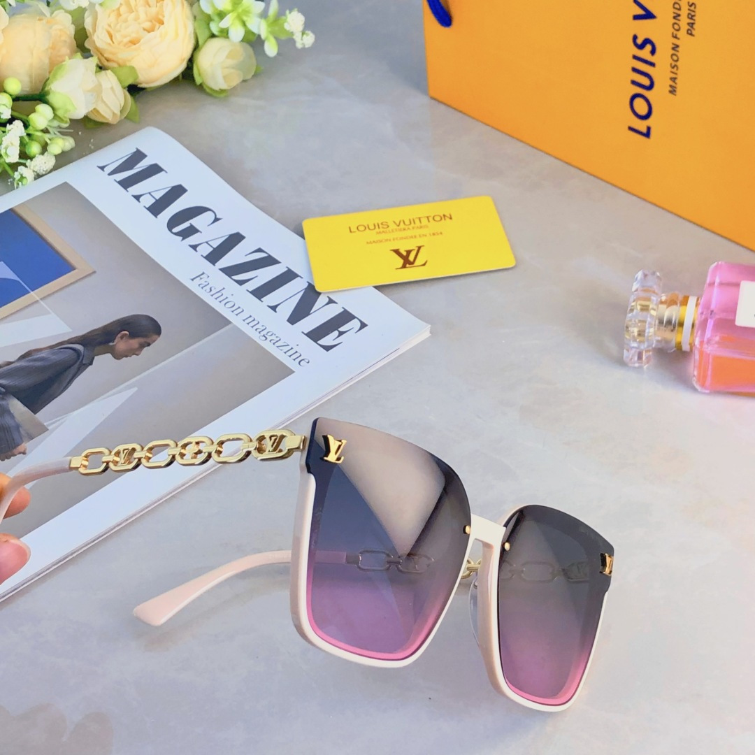 。。LOUISVUITTO*2025新款墨镜女高级感ins网红款防晒太阳镜大框圆脸显瘦眼镜