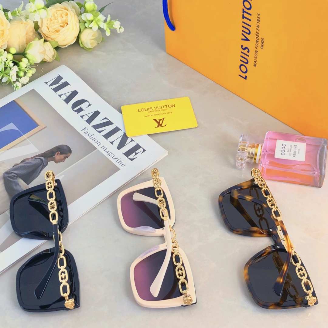 。。LOUISVUITTO*2025新款墨镜女高级感ins网红款防晒太阳镜大框圆脸显瘦眼镜