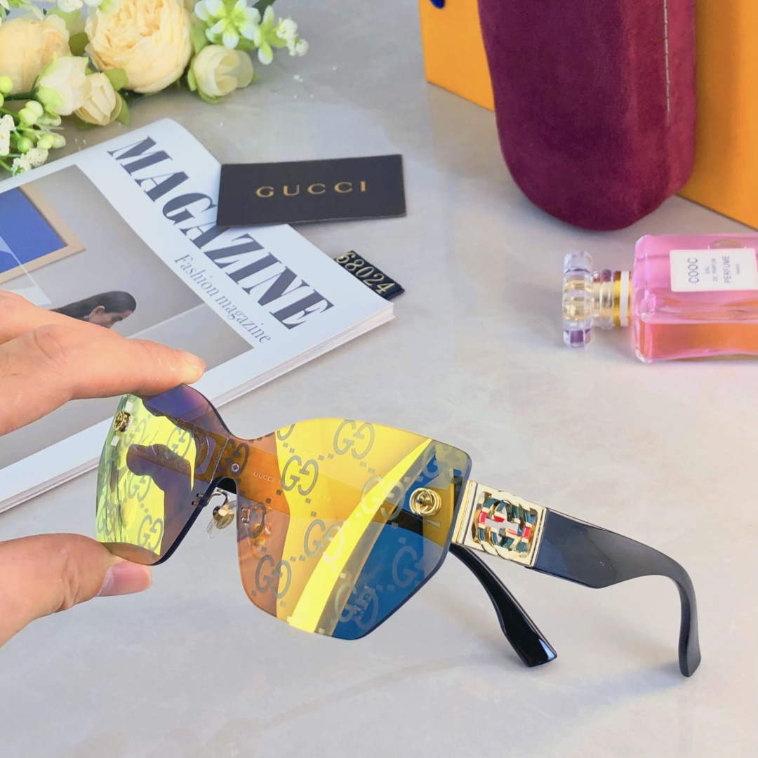 。。Gucc*网红款2025无框优质舒适防紫外线UV400太阳镜欧美范墨镜潮