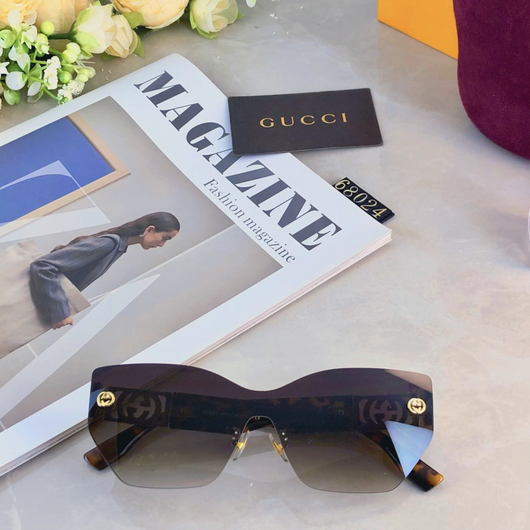 。。Gucc*网红款2025无框优质舒适防紫外线UV400太阳镜欧美范墨镜潮