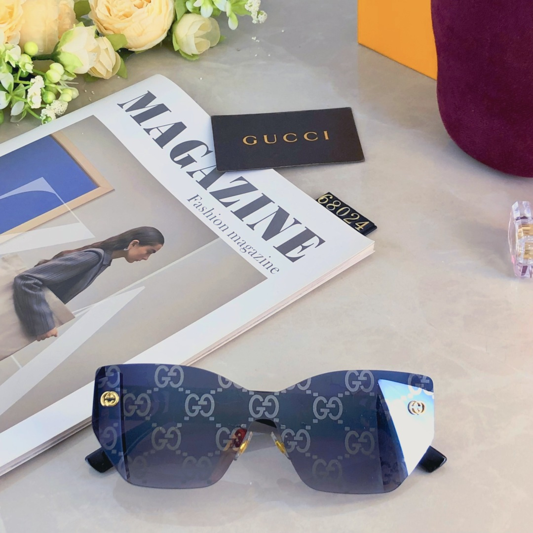 。。Gucc*网红款2025无框优质舒适防紫外线UV400太阳镜欧美范墨镜潮