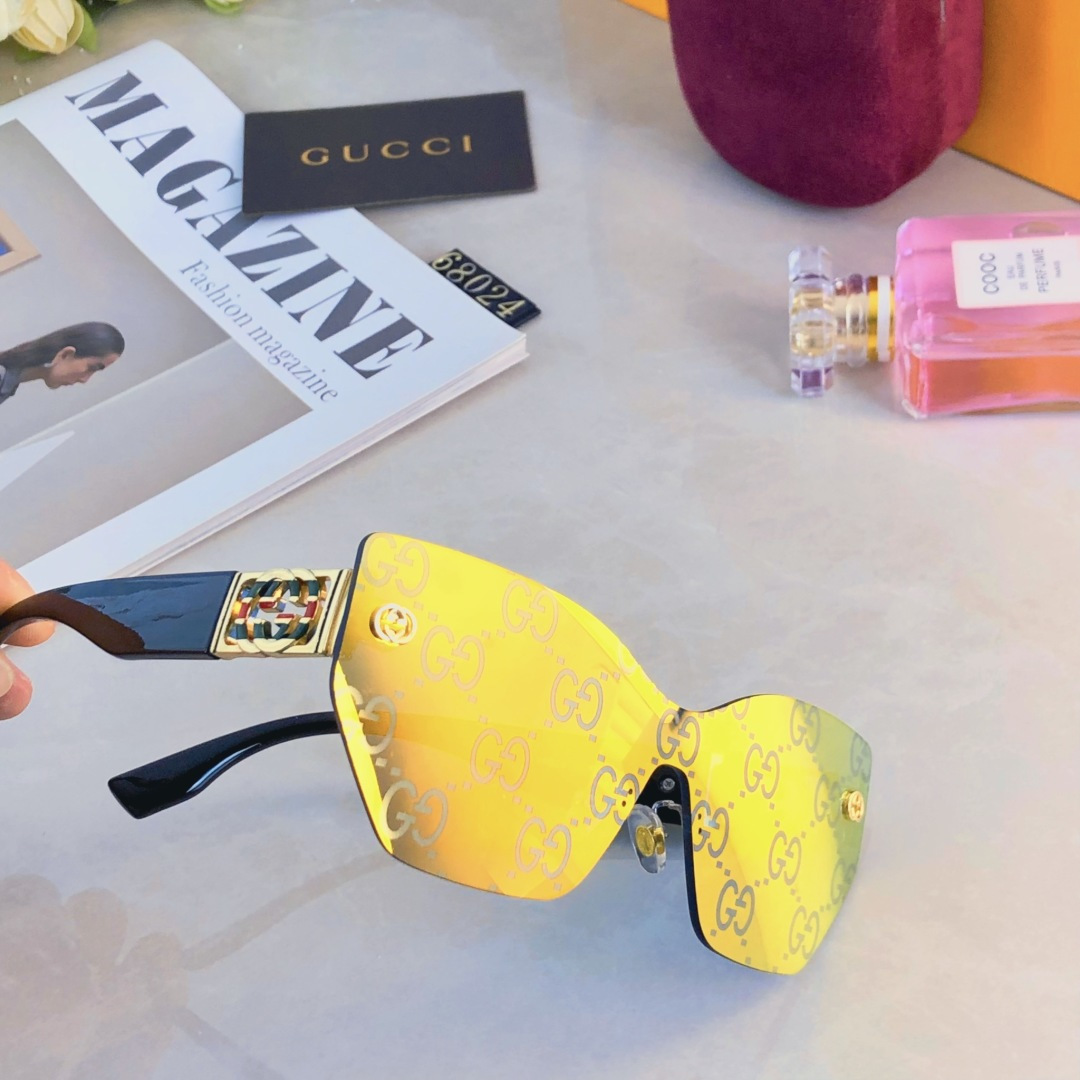 。。Gucc*网红款2025无框优质舒适防紫外线UV400太阳镜欧美范墨镜潮