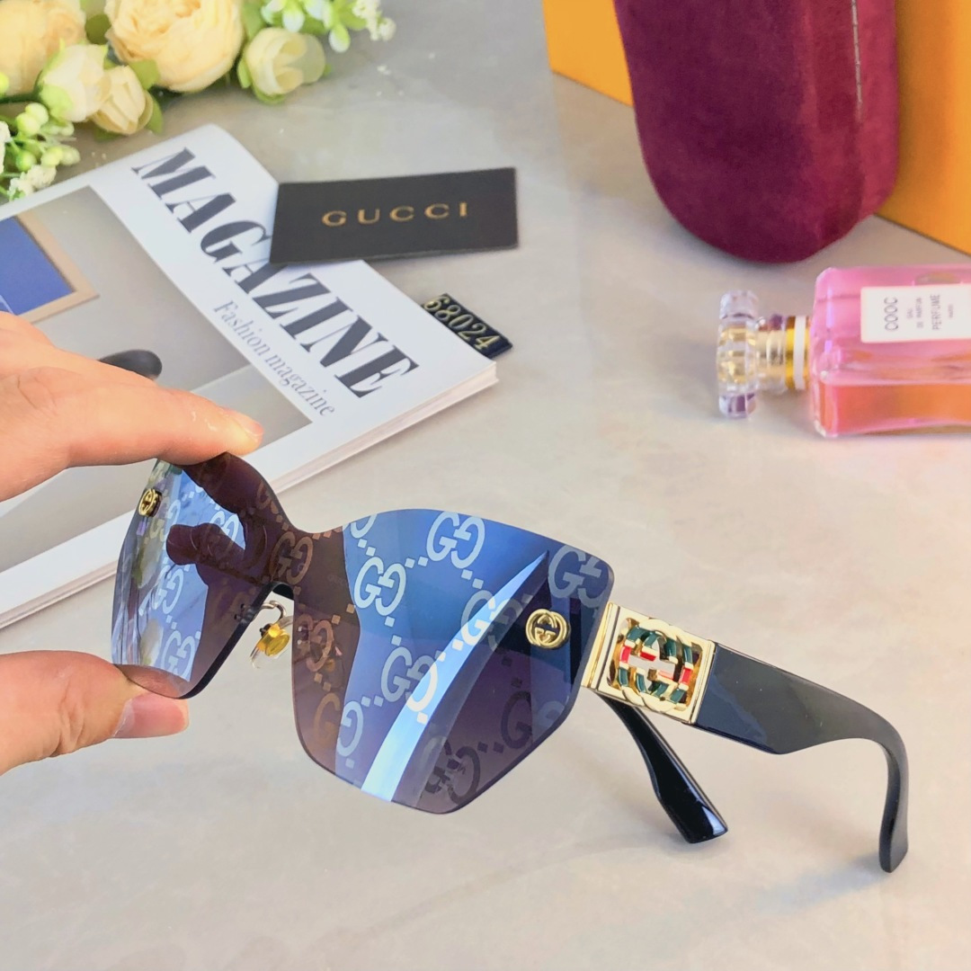 。。Gucc*网红款2025无框优质舒适防紫外线UV400太阳镜欧美范墨镜潮
