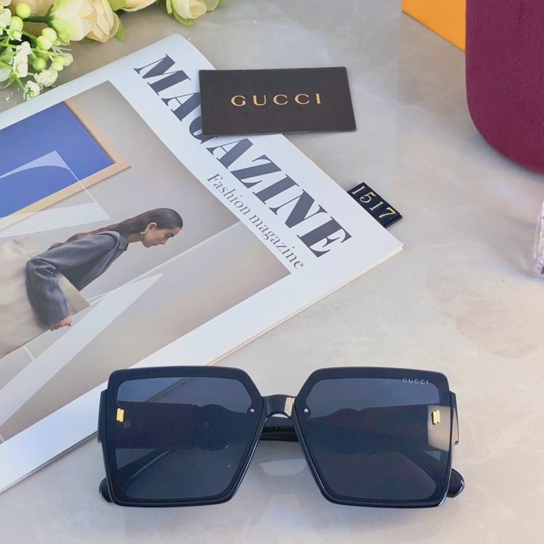 。。Gucc*时尚百搭素颜防强光高级感防紫外线墨镜女款