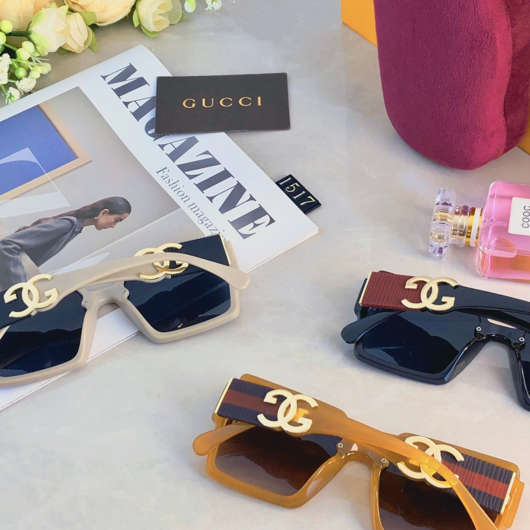 。。Gucc*时尚百搭素颜防强光高级感防紫外线墨镜女款