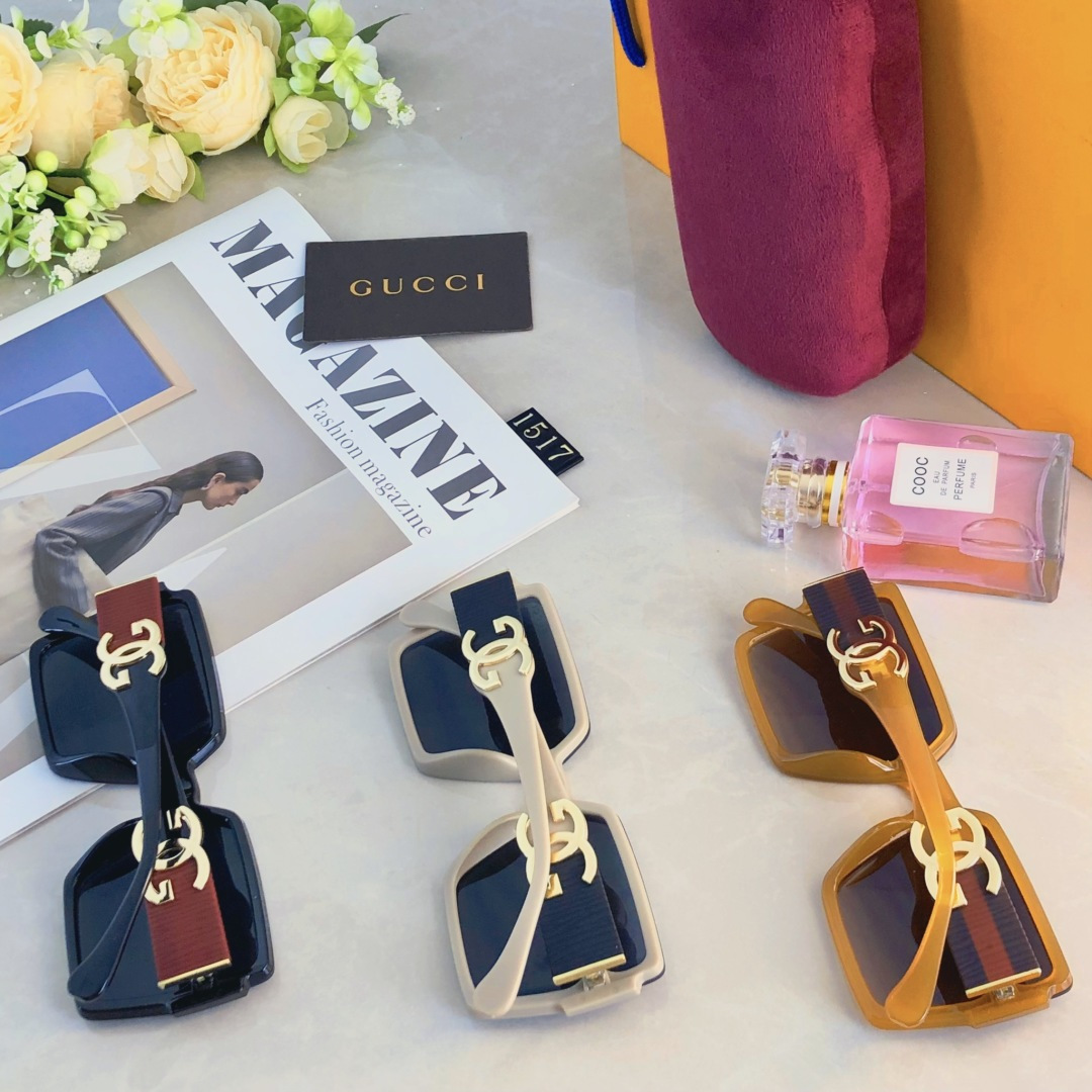 。。Gucc*时尚百搭素颜防强光高级感防紫外线墨镜女款