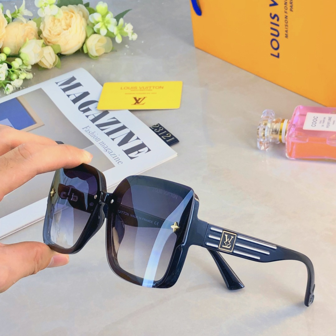 。。Louis vuitto*欧美时尚条纹大框墨镜女高级感2025新款跨境网红街拍防晒太阳镜