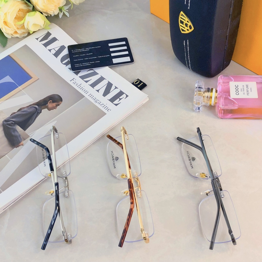 。。Maybac*复古欧美高品质素颜无边框眼镜潮方形圆脸显瘦可配近视度数