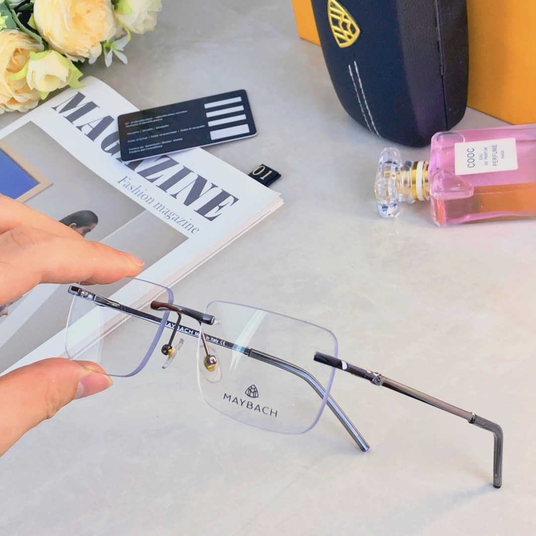 。。Maybac*复古欧美高品质素颜无边框眼镜潮方形圆脸显瘦可配近视度数