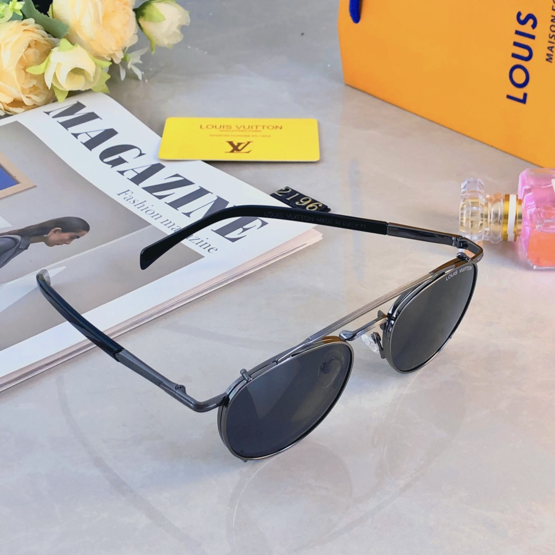 。。Louis vuitto*新款金属双梁飞行员太阳镜男女防紫外线复古偏光墨镜高级感开车潮