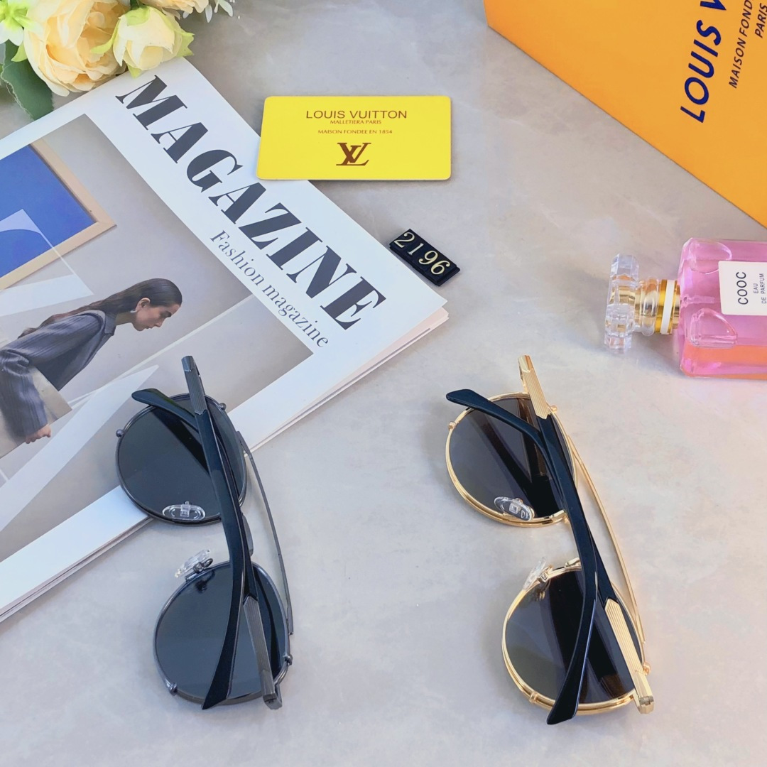 。。Louis vuitto*新款金属双梁飞行员太阳镜男女防紫外线复古偏光墨镜高级感开车潮