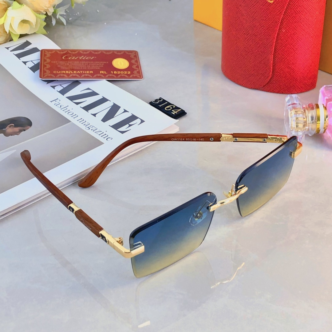 。。Cartie*2025新款切边时尚无框防晒太阳镜欧美潮流墨镜男女同款