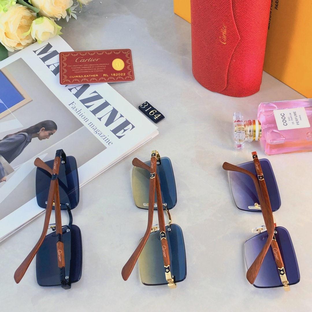 。。Cartie*2025新款切边时尚无框防晒太阳镜欧美潮流墨镜男女同款