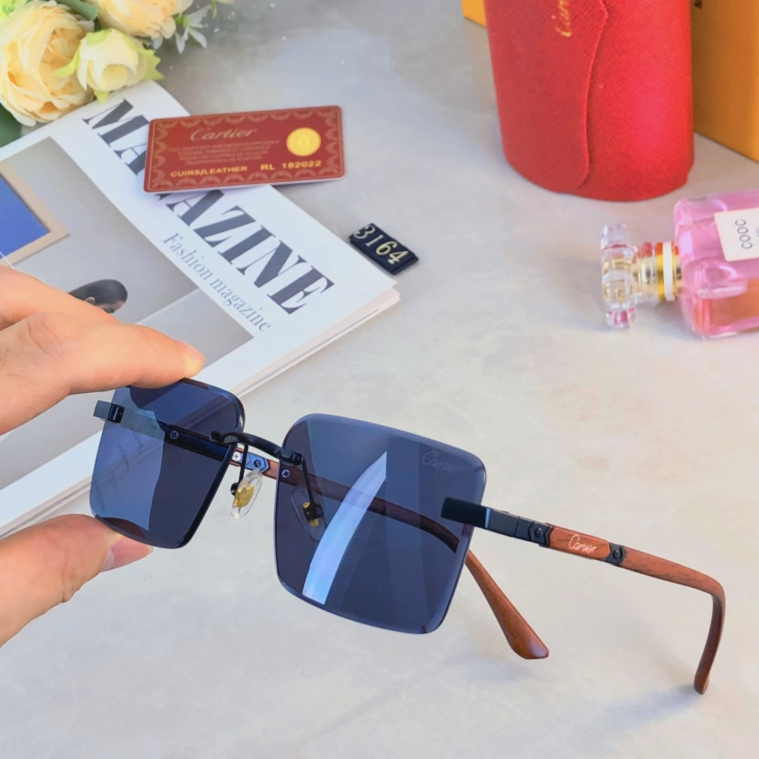 。。Cartie*2025新款切边时尚无框防晒太阳镜欧美潮流墨镜男女同款