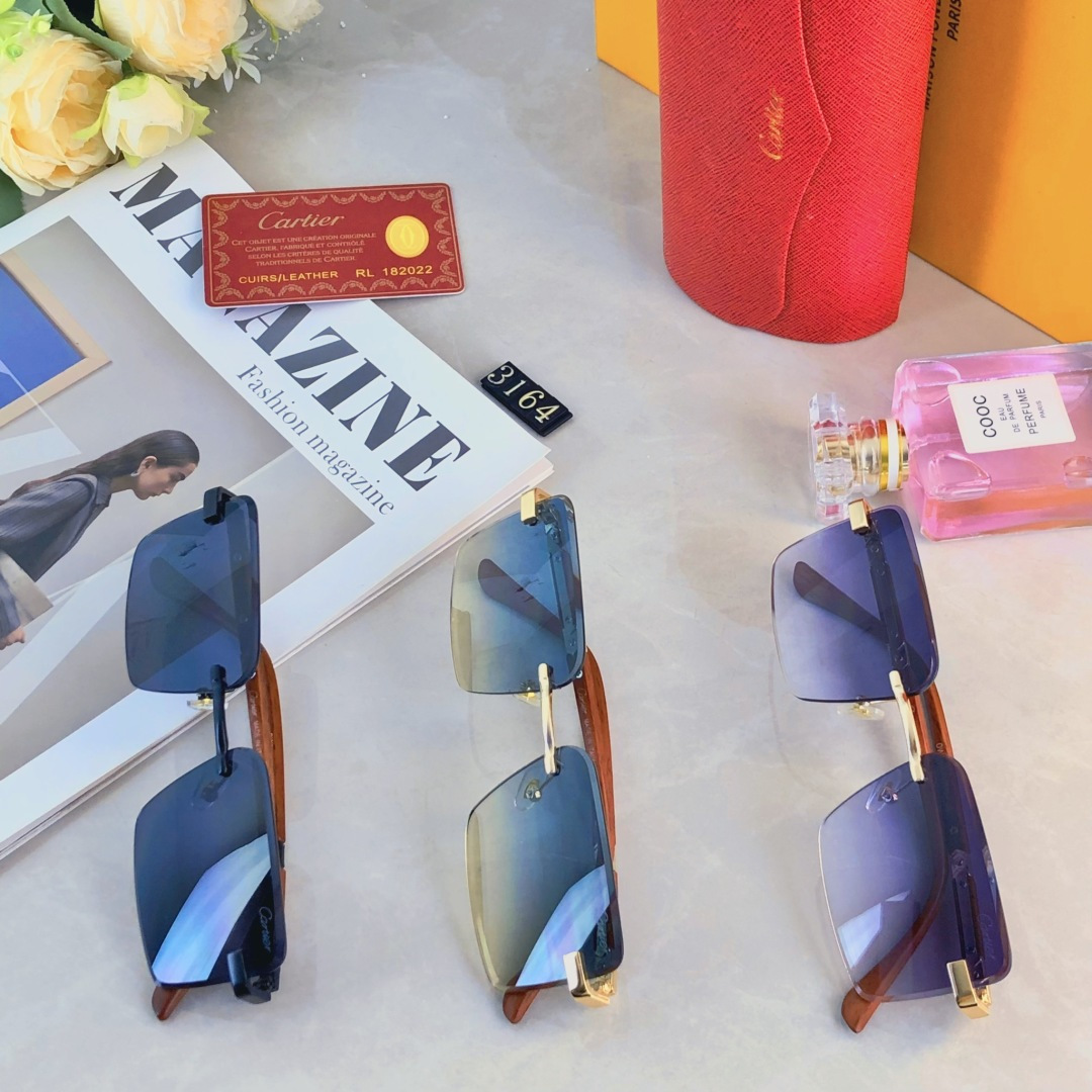 。。Cartie*2025新款切边时尚无框防晒太阳镜欧美潮流墨镜男女同款