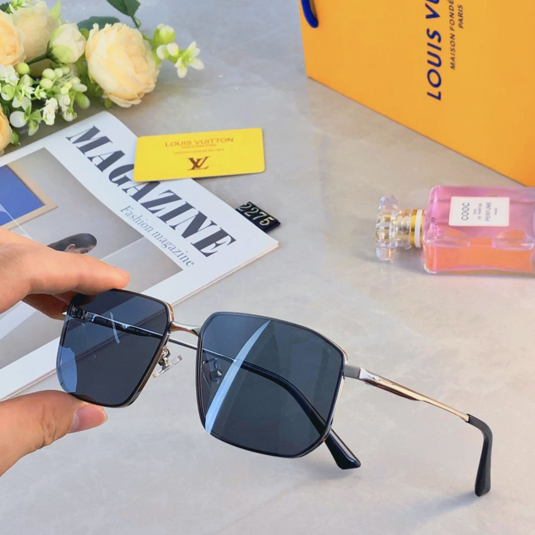 。。Louis vuitto*单梁墨镜长方形太阳镜金属细框开车偏光镜防强光防紫外线钓鱼