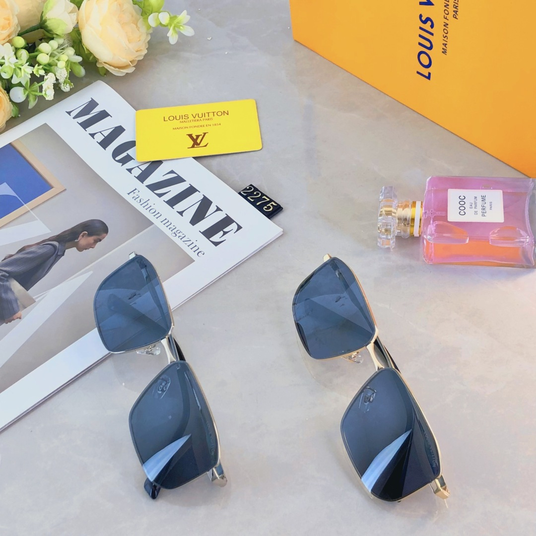 。。Louis vuitto*单梁墨镜长方形太阳镜金属细框开车偏光镜防强光防紫外线钓鱼