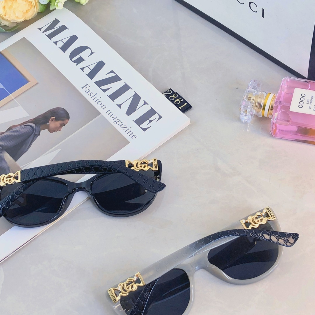 。。Gucc*2025新款猫眼墨镜防紫外线网红时尚不挑脸型显脸小