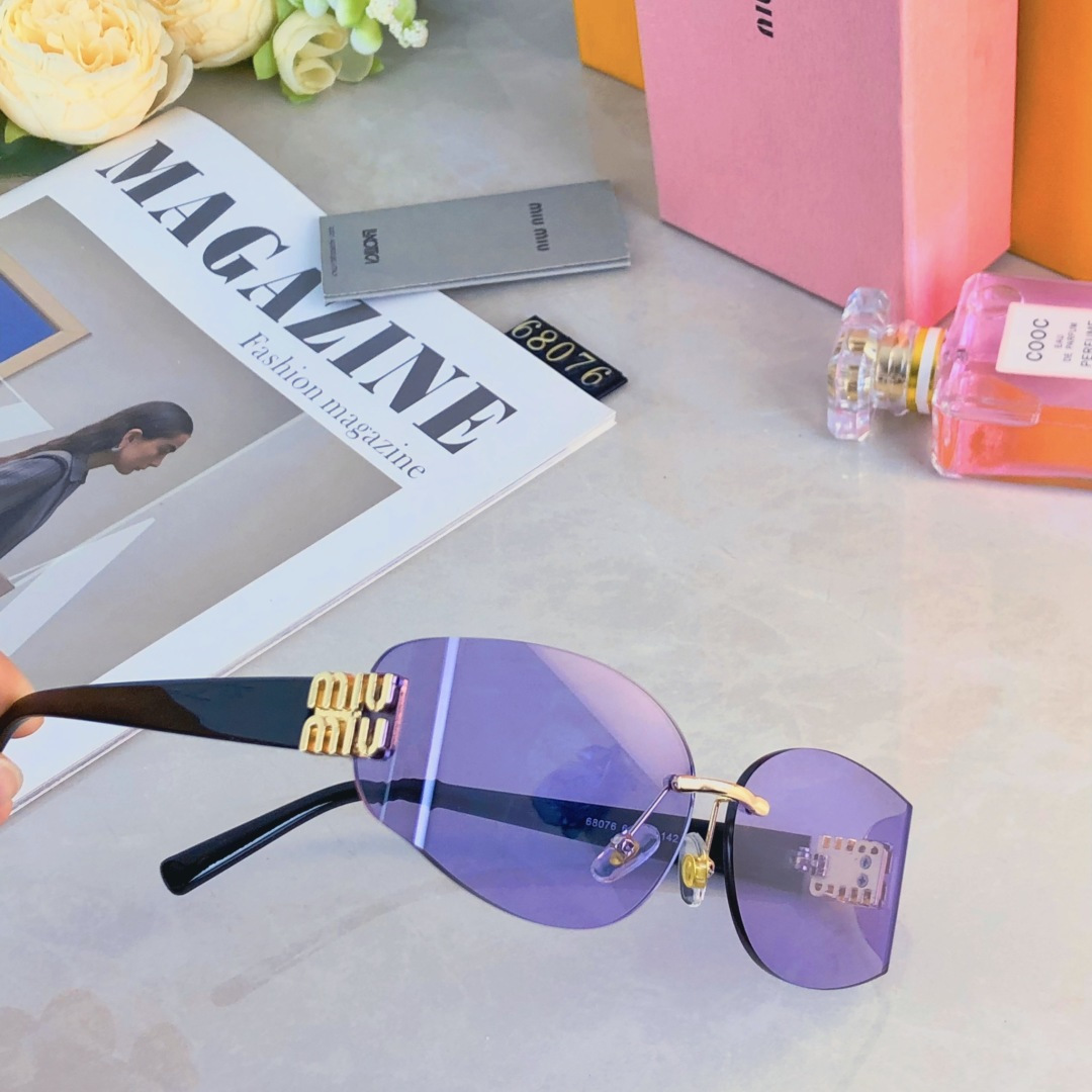 。。miumi*2025新款墨镜太阳镜女款高级感无框切边太阳眼镜防晒防紫外线