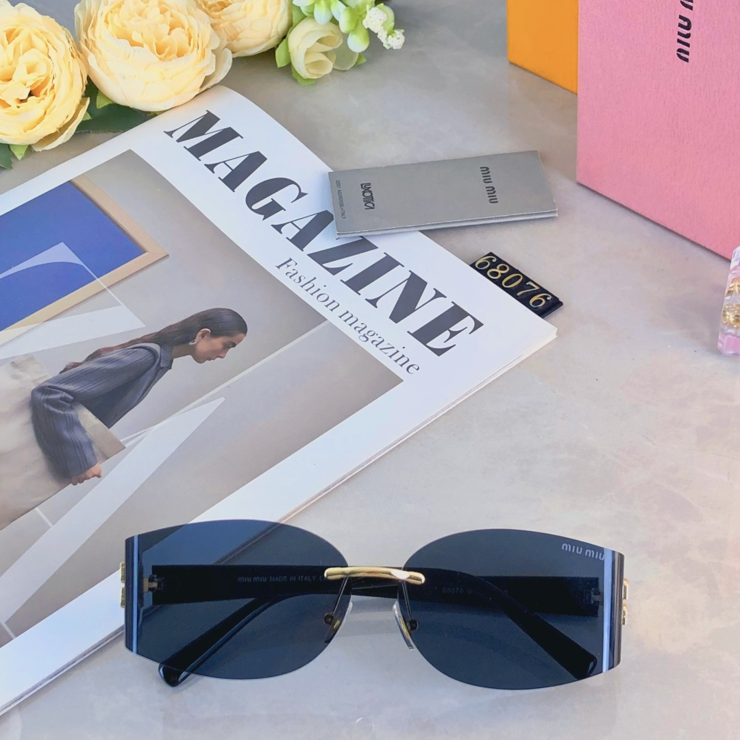 。。miumi*2025新款墨镜太阳镜女款高级感无框切边太阳眼镜防晒防紫外线