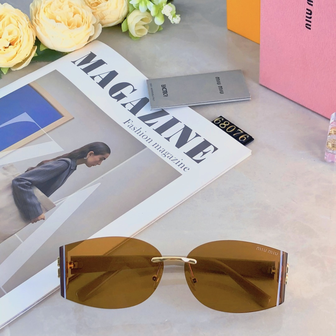 。。miumi*2025新款墨镜太阳镜女款高级感无框切边太阳眼镜防晒防紫外线