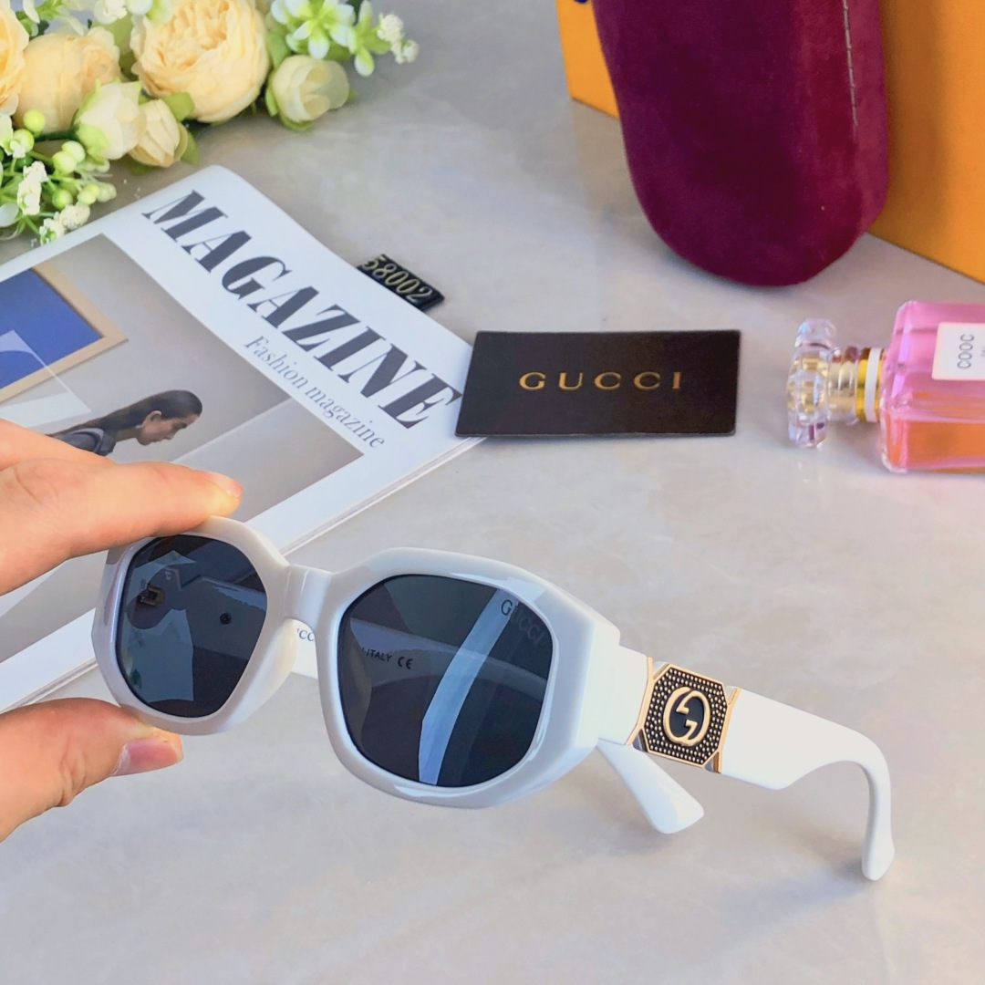 。。Gucc*韩版高级感窄框辣妹墨镜女款潮时髦遮阳夏季防晒复古太阳眼镜