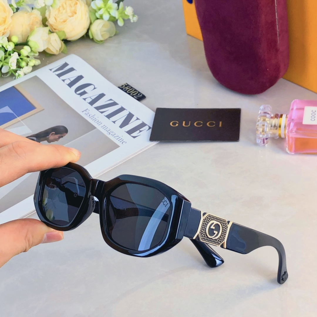 。。Gucc*韩版高级感窄框辣妹墨镜女款潮时髦遮阳夏季防晒复古太阳眼镜