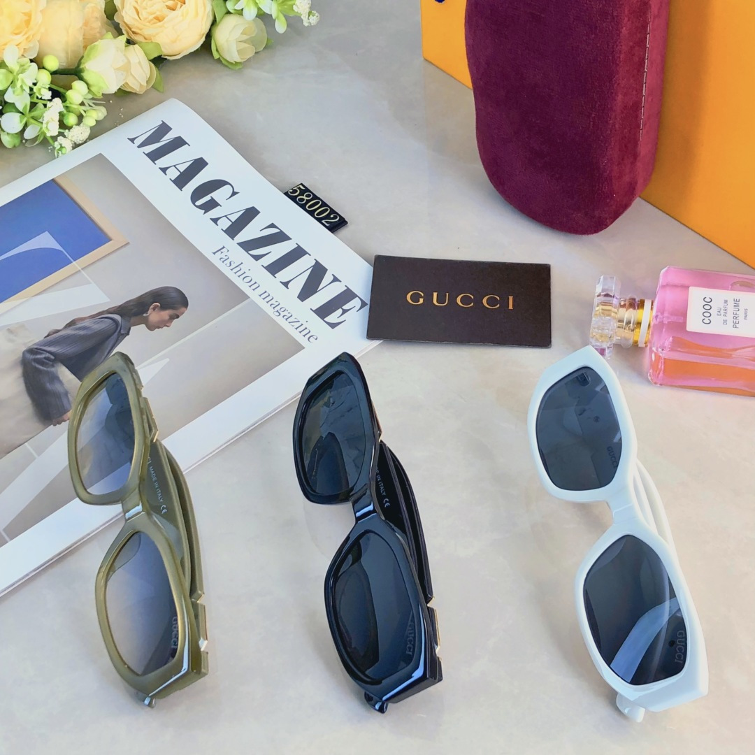 。。Gucc*韩版高级感窄框辣妹墨镜女款潮时髦遮阳夏季防晒复古太阳眼镜