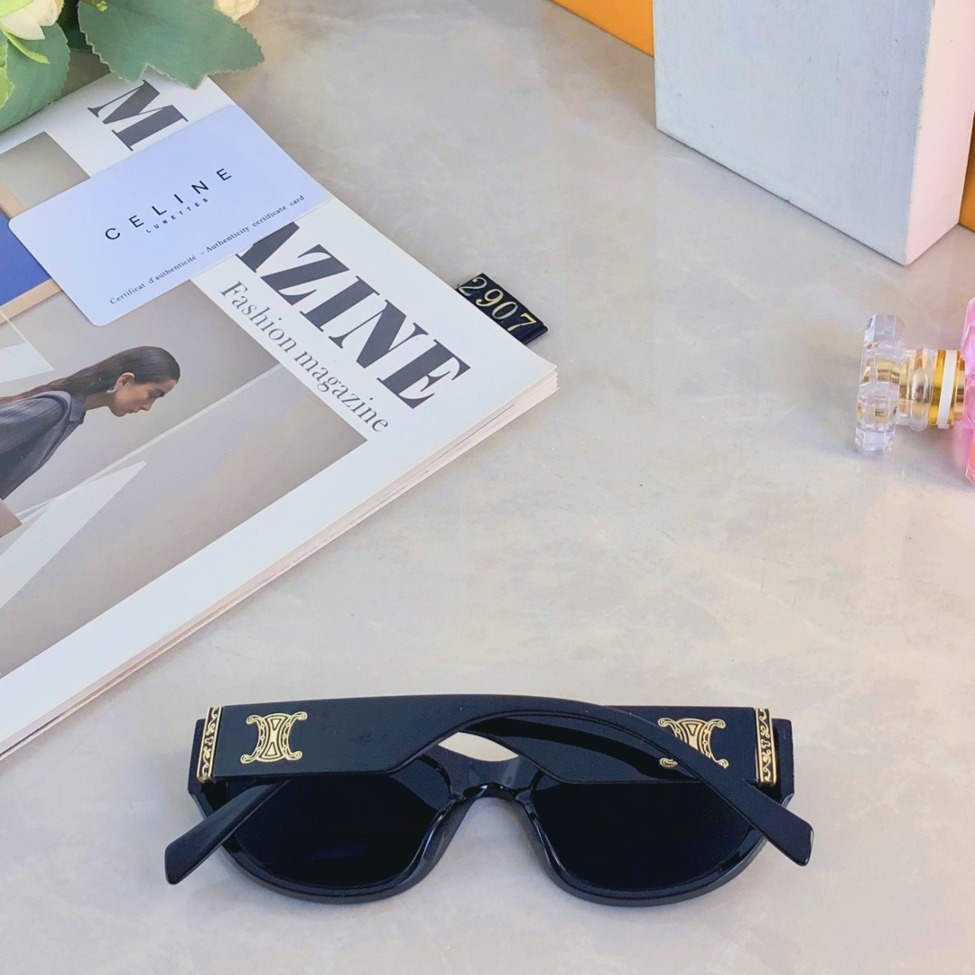 。。Celin*复古猫眼墨镜女2025新款高级感网红旅游街拍黑框太阳眼镜防紫外线