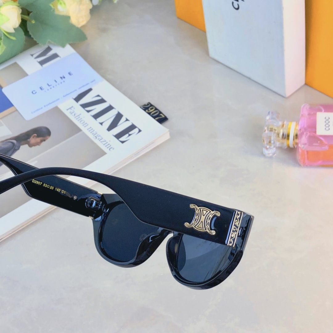 。。Celin*复古猫眼墨镜女2025新款高级感网红旅游街拍黑框太阳眼镜防紫外线