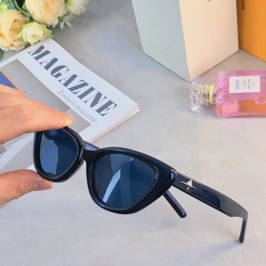 。。复古猫眼墨镜女防晒欧美街拍网红ins小众高级感星芒太阳眼镜男潮
