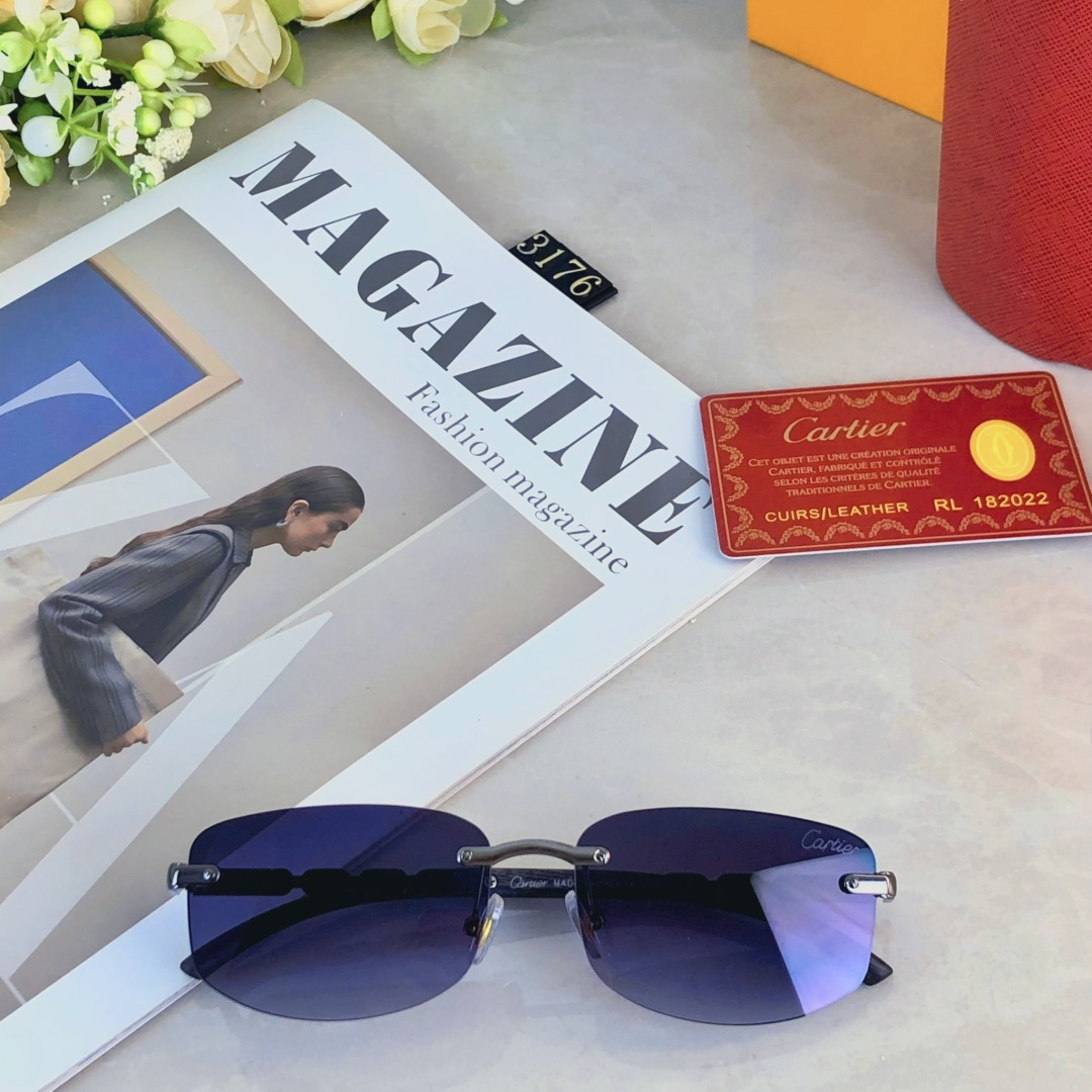 。。Cartie*新款墨镜高级感时尚潮流眼镜防紫外线太阳墨镜无框切边太阳镜