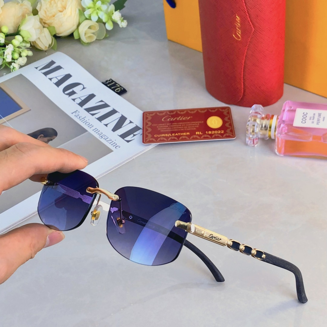 。。Cartie*新款墨镜高级感时尚潮流眼镜防紫外线太阳墨镜无框切边太阳镜