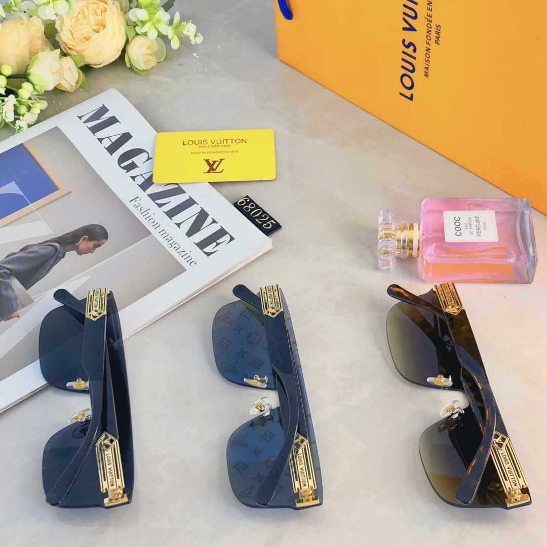 。。Louis vuitto*网红款2025新女士无框优质舒适防紫外线UV400太阳镜欧美范墨镜潮