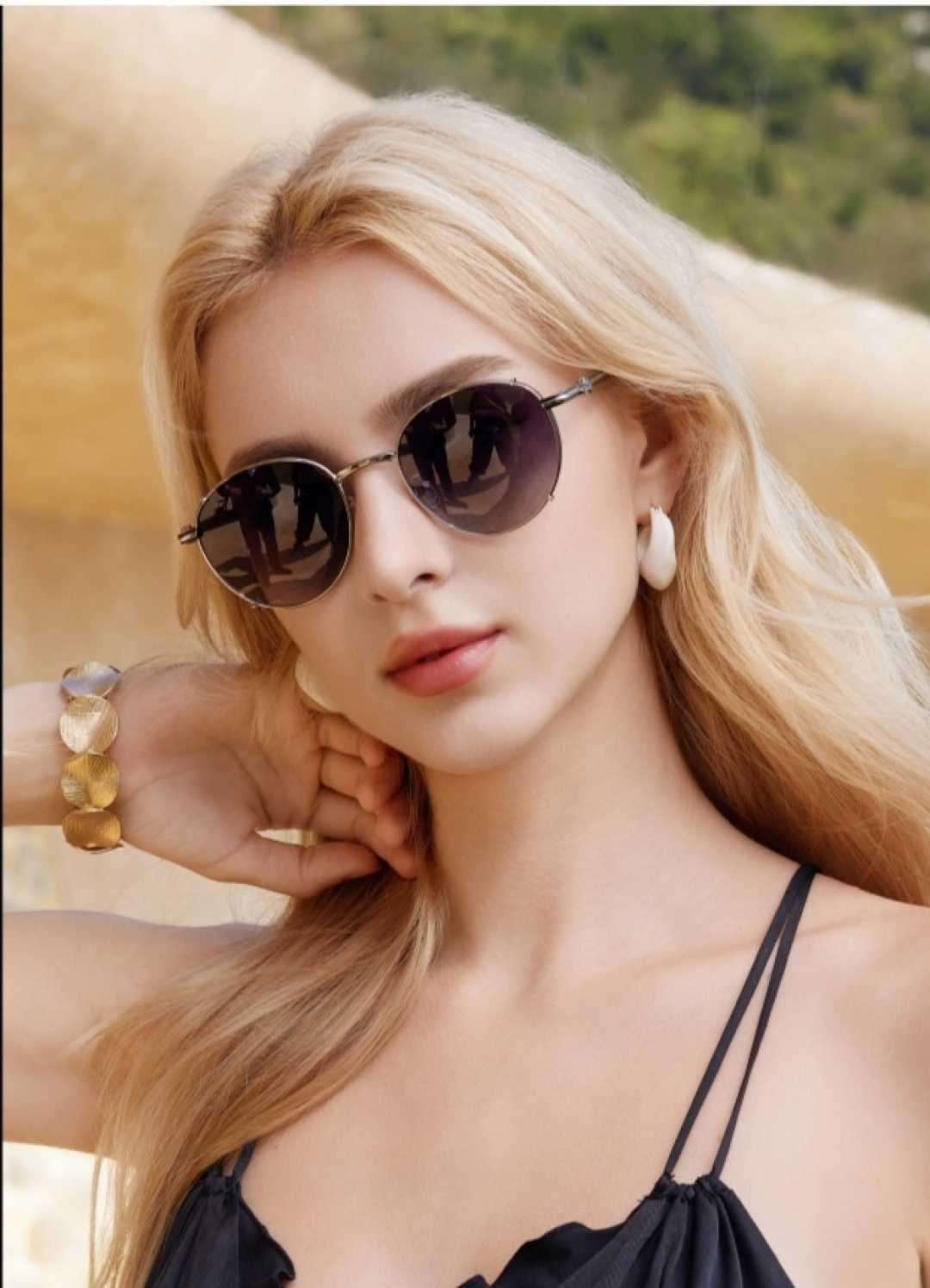 。。Louis vuitto*欧美风金属圆形复古偏光墨镜女高级感防紫外线开车时尚太阳镜男潮