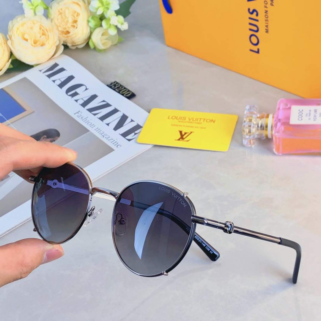 。。Louis vuitto*欧美风金属圆形复古偏光墨镜女高级感防紫外线开车时尚太阳镜男潮