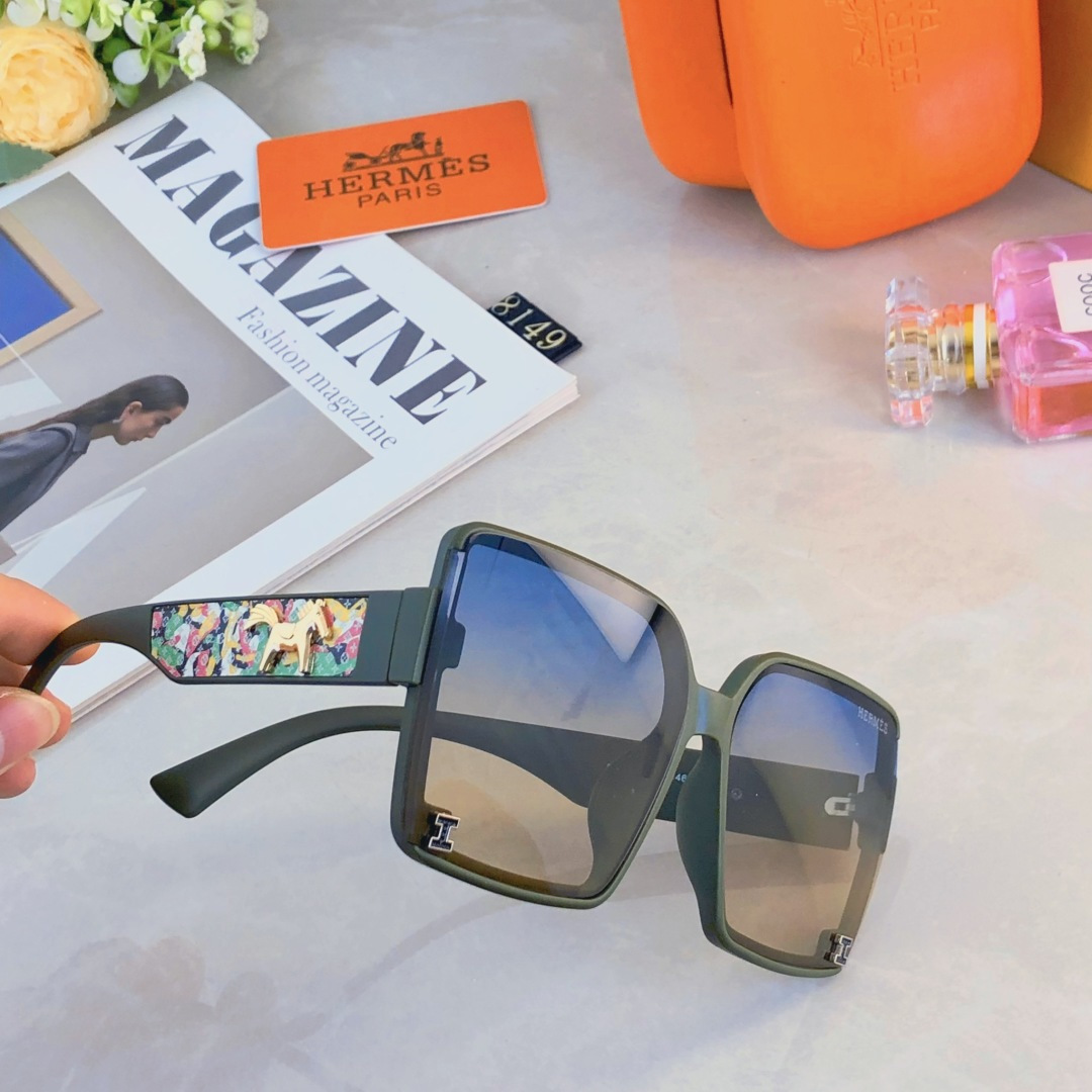 。。Herme*顶奢新款潮流方框墨镜高级感百搭防紫外线太阳眼镜