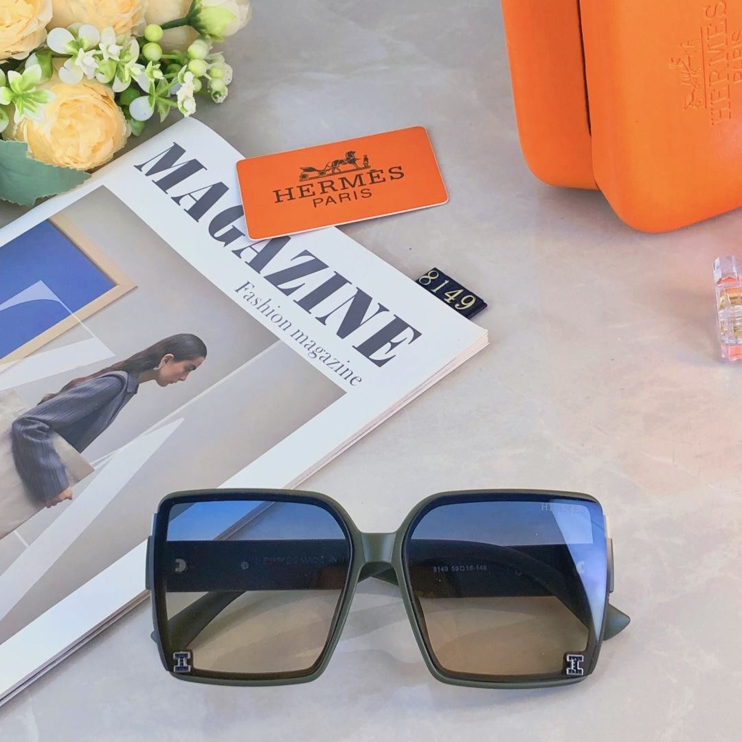 。。Herme*顶奢新款潮流方框墨镜高级感百搭防紫外线太阳眼镜