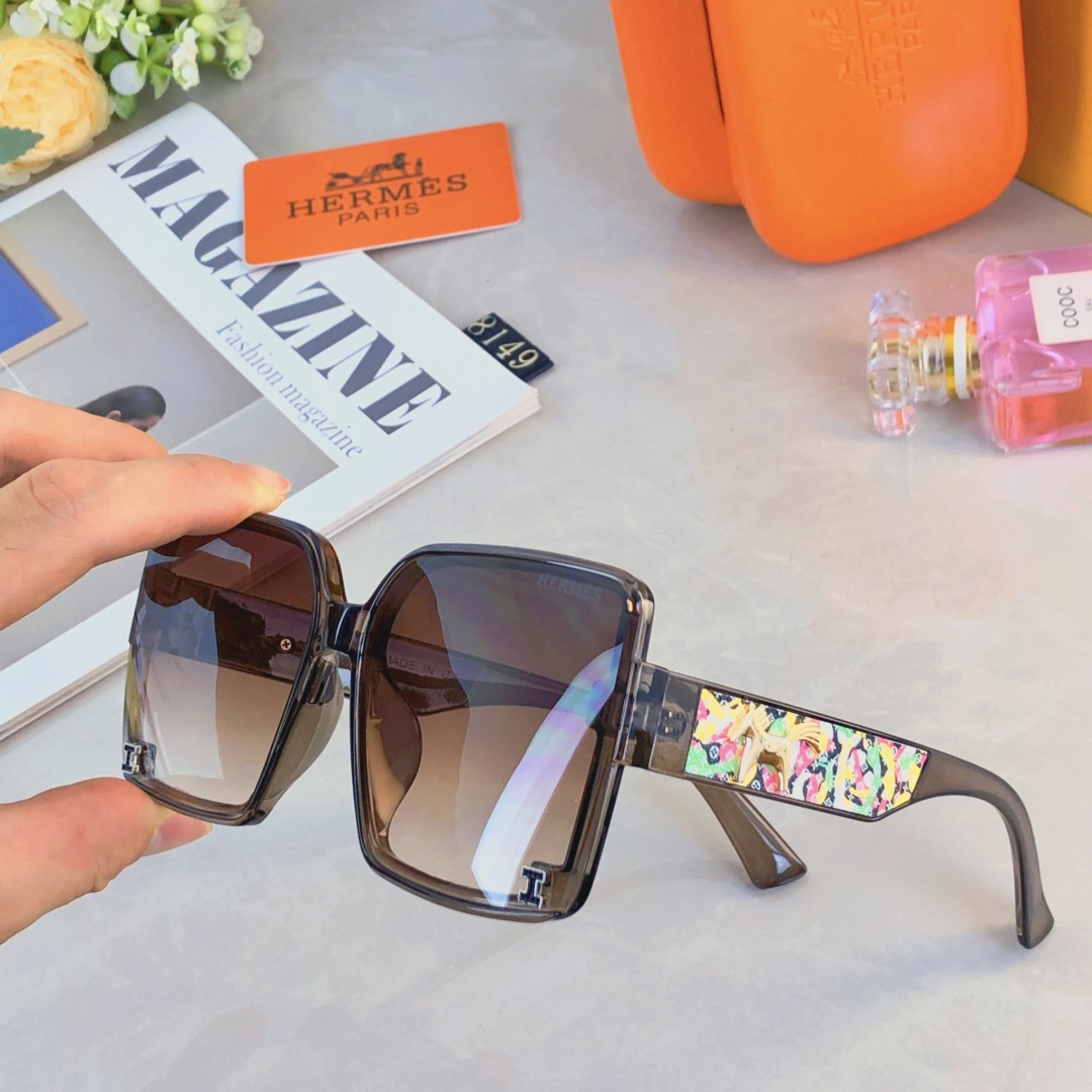 。。Herme*顶奢新款潮流方框墨镜高级感百搭防紫外线太阳眼镜