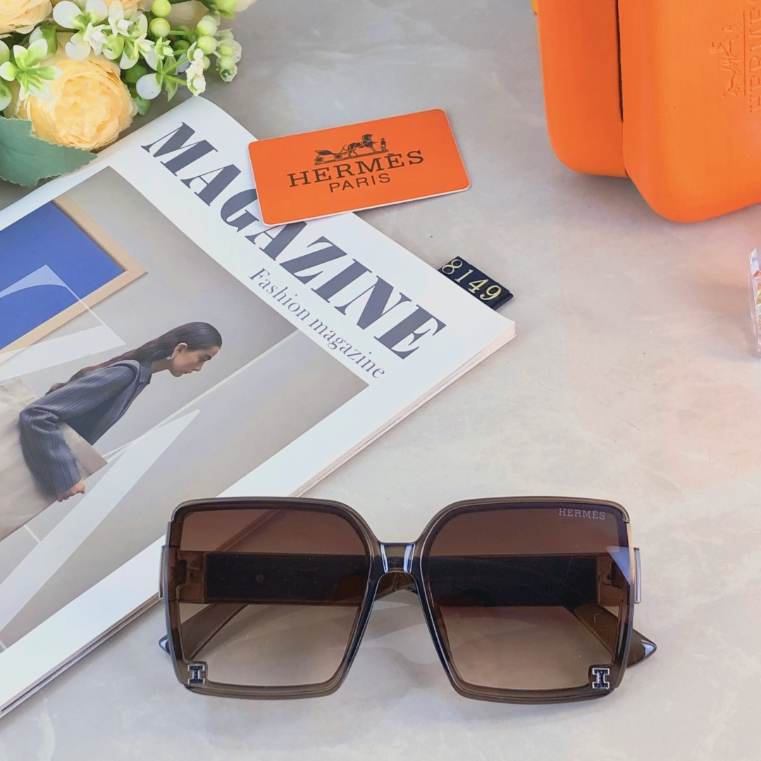 。。Herme*顶奢新款潮流方框墨镜高级感百搭防紫外线太阳眼镜