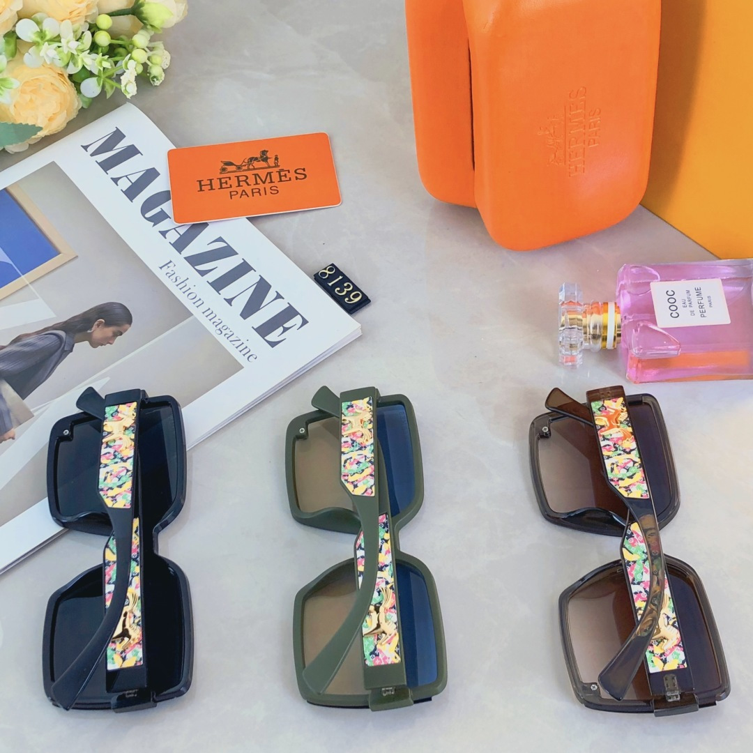 。。Herme*顶奢新款潮流方框墨镜高级感百搭防紫外线太阳眼镜