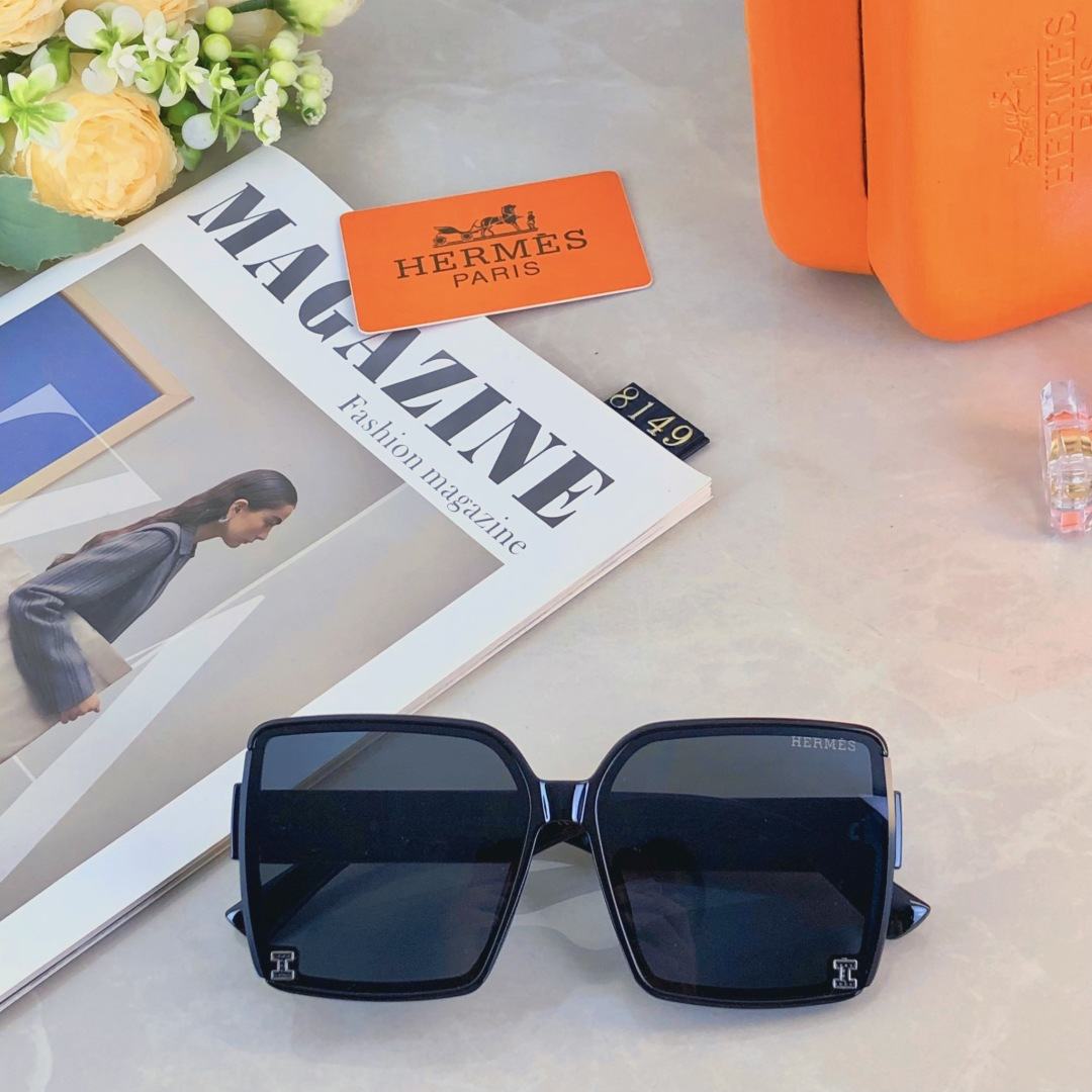 。。Herme*顶奢新款潮流方框墨镜高级感百搭防紫外线太阳眼镜