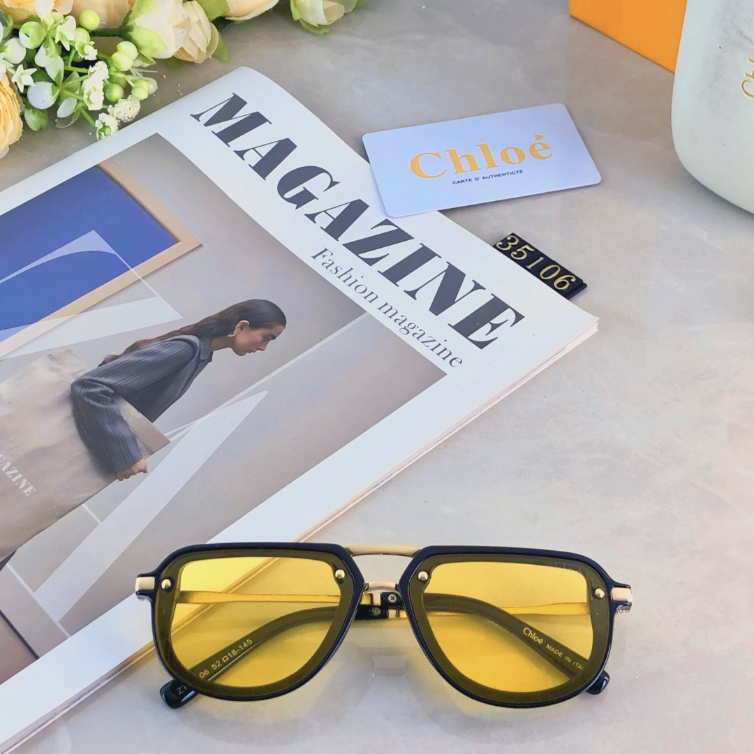 。。Chlo*新款双梁飞行员式太阳眼镜男女网红时尚穿搭装饰墨镜
