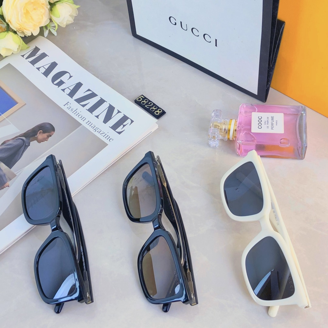 。。Gucc*新款时尚百搭个性潮流街拍太阳眼镜 ins经典复古方形防晒墨镜
