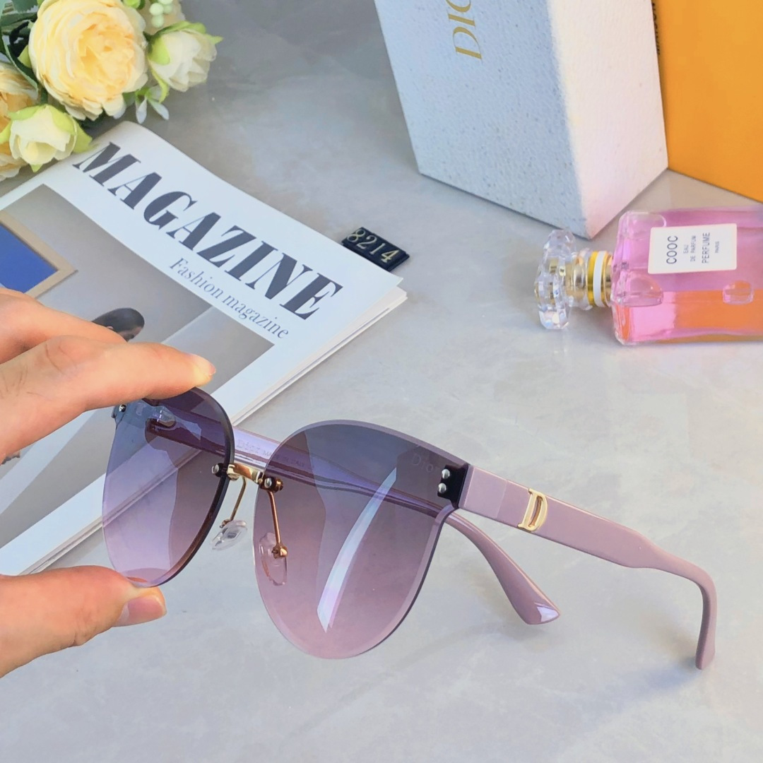 。。Dio*无框墨镜女复古圆形修脸遮阳女士太阳镜网红街拍潮流开车眼镜