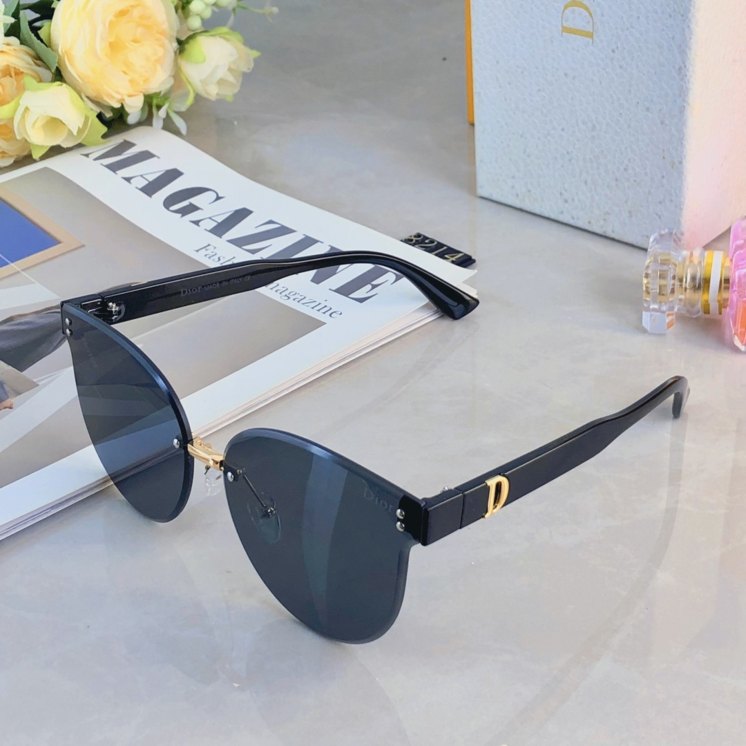 。。Dio*无框墨镜女复古圆形修脸遮阳女士太阳镜网红街拍潮流开车眼镜