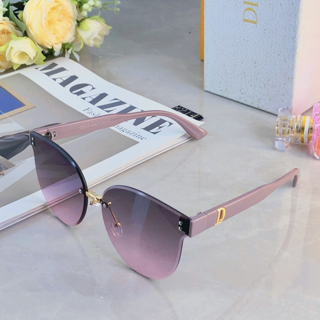 。。Dio*无框墨镜女复古圆形修脸遮阳女士太阳镜网红街拍潮流开车眼镜