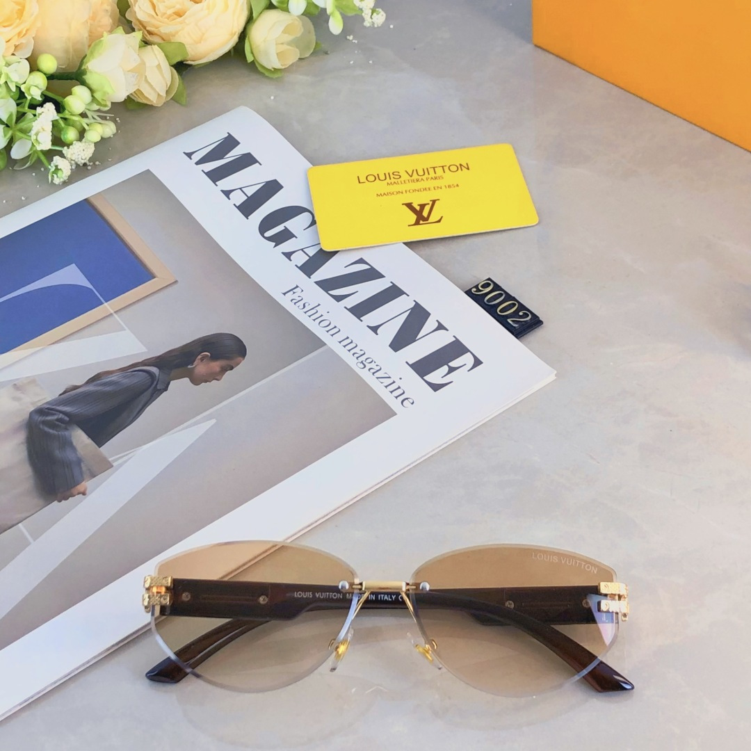 。。Louis vuitto*ins时髦复古椭圆无框科技感墨镜网红街拍凹造型太阳镜