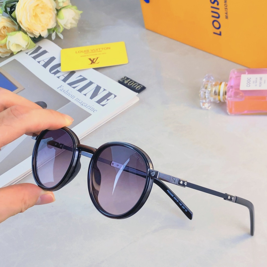 。。Louis vuitto2025新款金属户外圆形太阳镜女高级感防紫外线开车偏光复古墨镜女