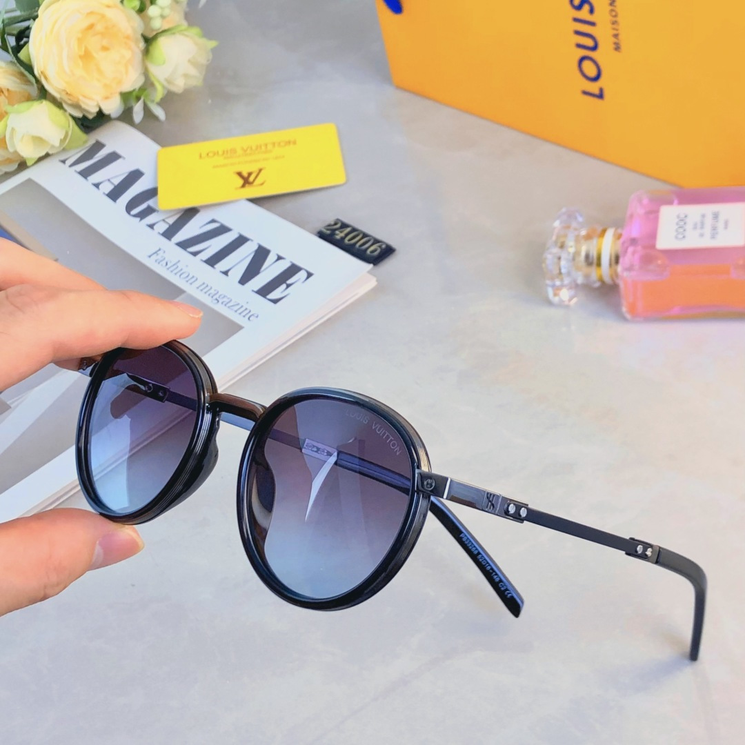。。Louis vuitto2025新款金属户外圆形太阳镜女高级感防紫外线开车偏光复古墨镜女